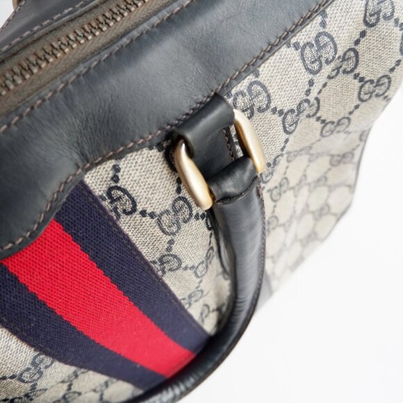 Authentic Preowned Vintage Gucci Navy Boston Bag - Picture 6 of 16
